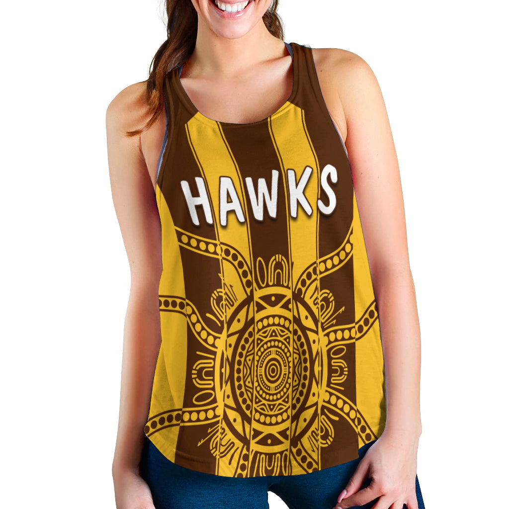 Hawks Indigenous Women Racerback Tank Hawthorn Football | Vibehoodie.co