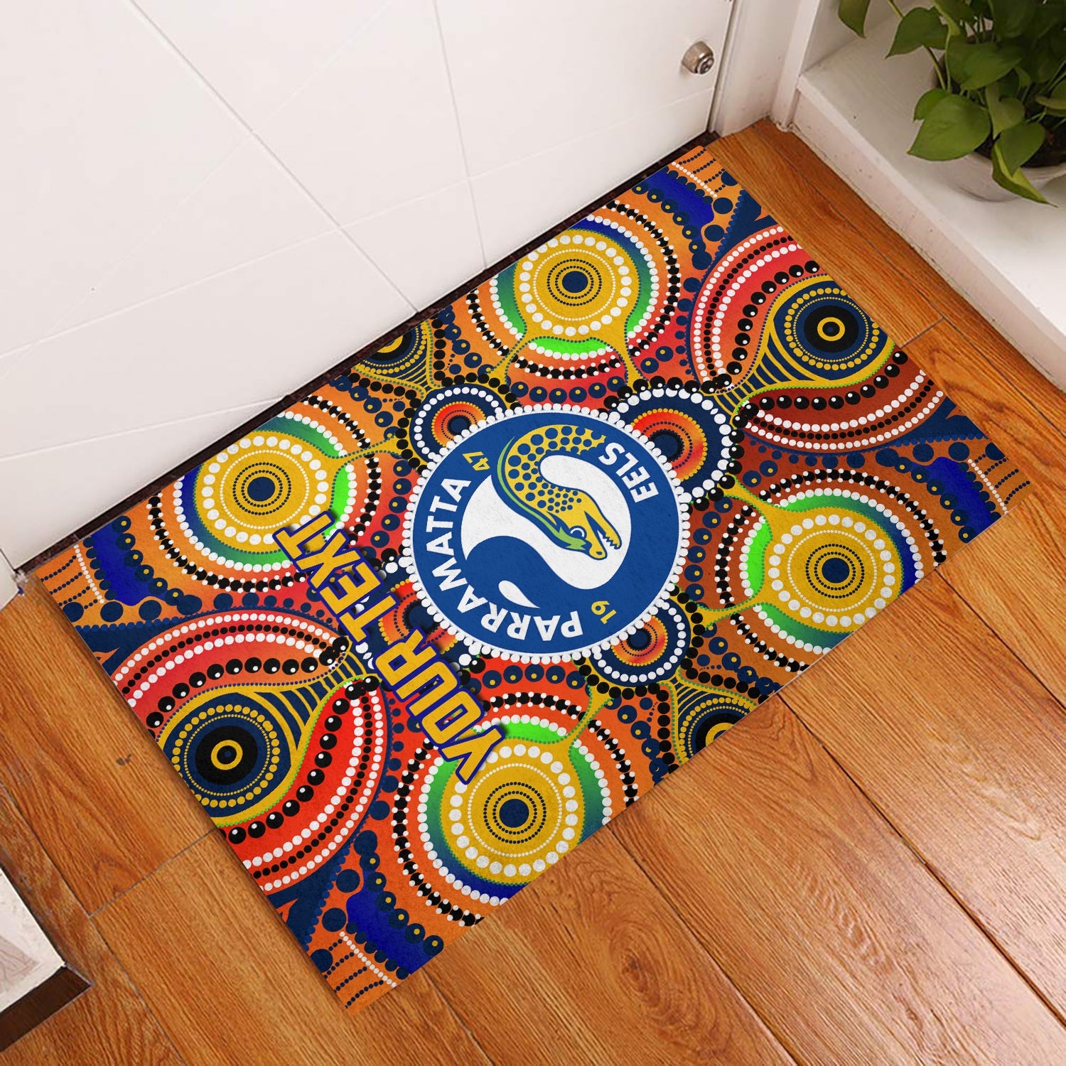custom-personalised-eels-indigenous-door-mat-parramatta-naidoc-special