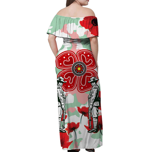 rabbitohs-anzac-day-off-shoulder-long-dress-poppies-aboriginal-proud-soldiers