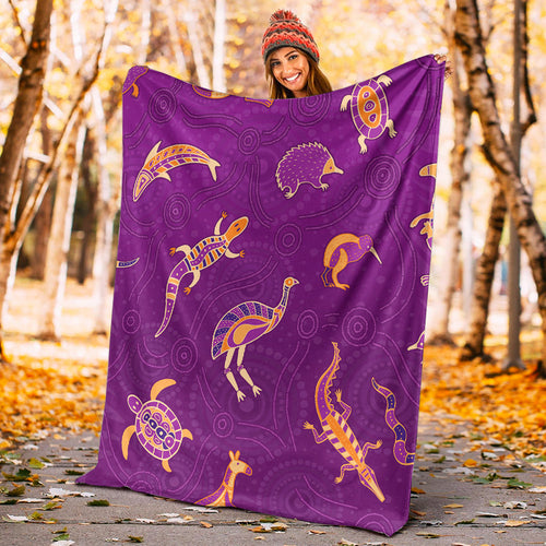 aboriginal-art-premium-blanket-animals-australia-version-purple