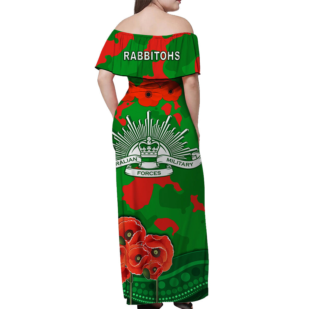 rabbitohs-anzac-day-off-shoulder-long-dress-south-sydney-camouflage-mix-aboriginal