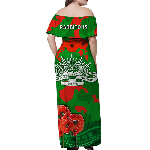 rabbitohs-anzac-day-off-shoulder-long-dress-south-sydney-camouflage-mix-aboriginal