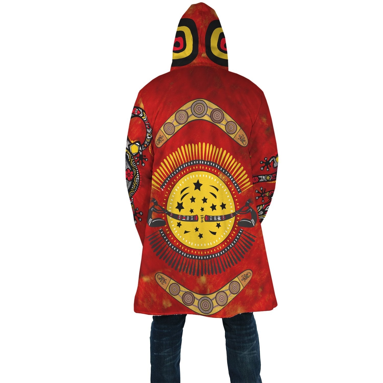 aboriginal-cloak-boomerang-and-lizard-patterns-circle-dot-painting