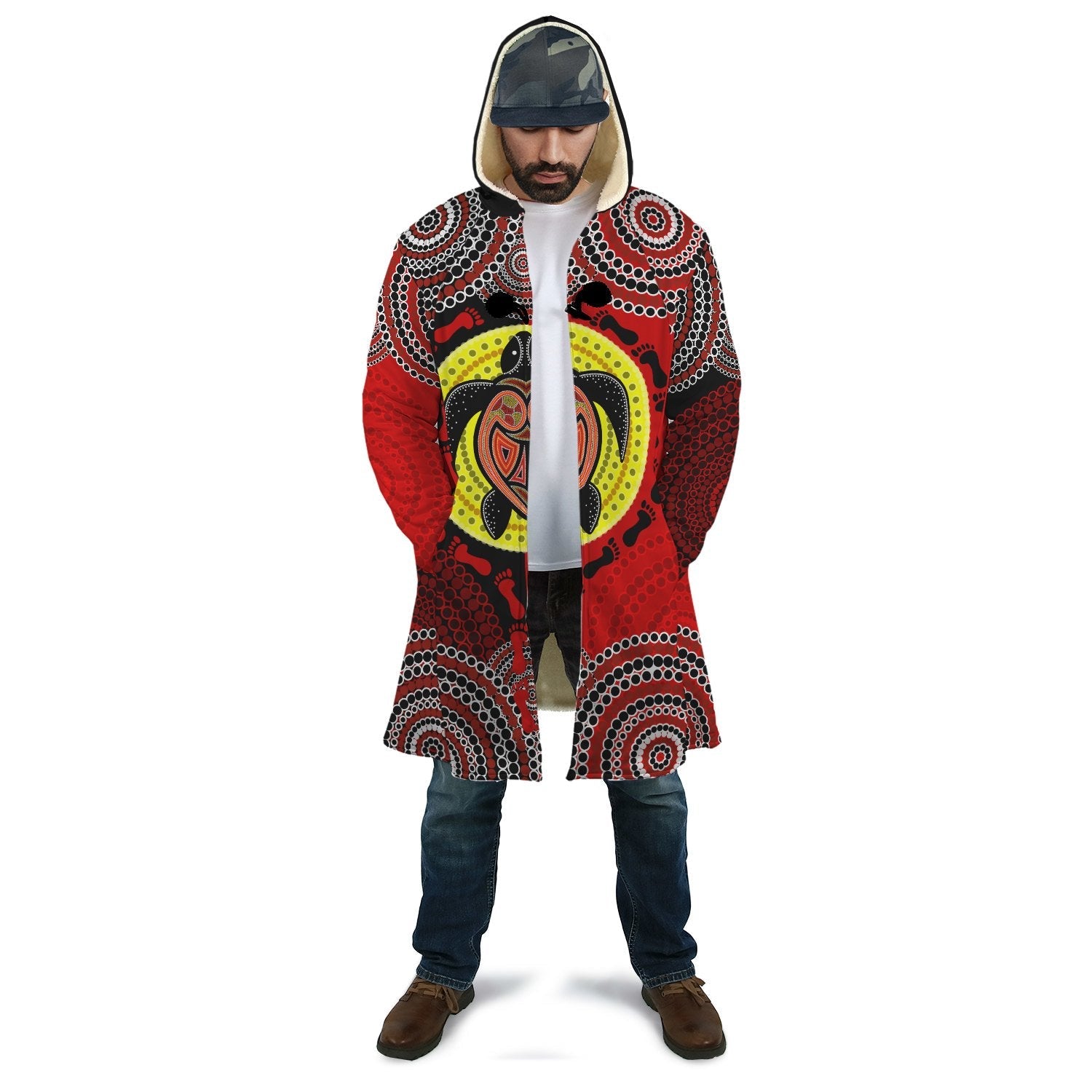 aboriginal-cloak-turtle-footprint-circle-dot-painting