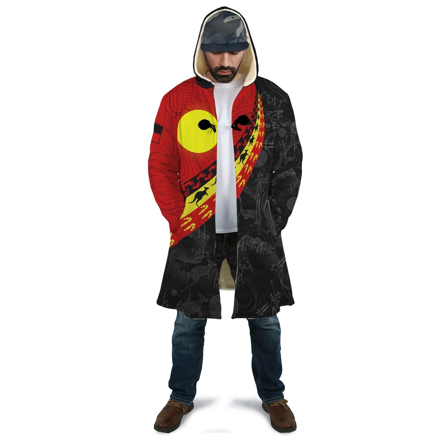 aboriginal-cloaks-indigenous-flag-circle-dot-painting