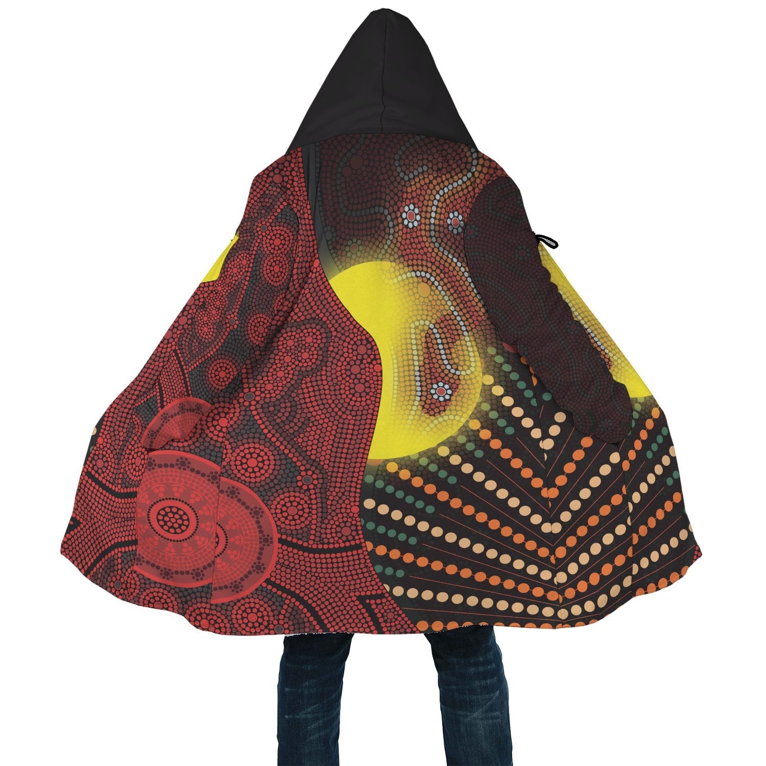 aboriginal-cloak-indigenous-snake-sun-dot-painting