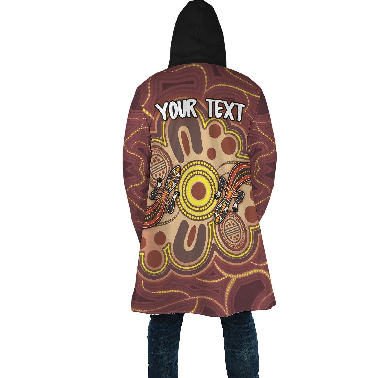 custom-aboriginal-cloak-indigenous-lizard-dot-painting-art