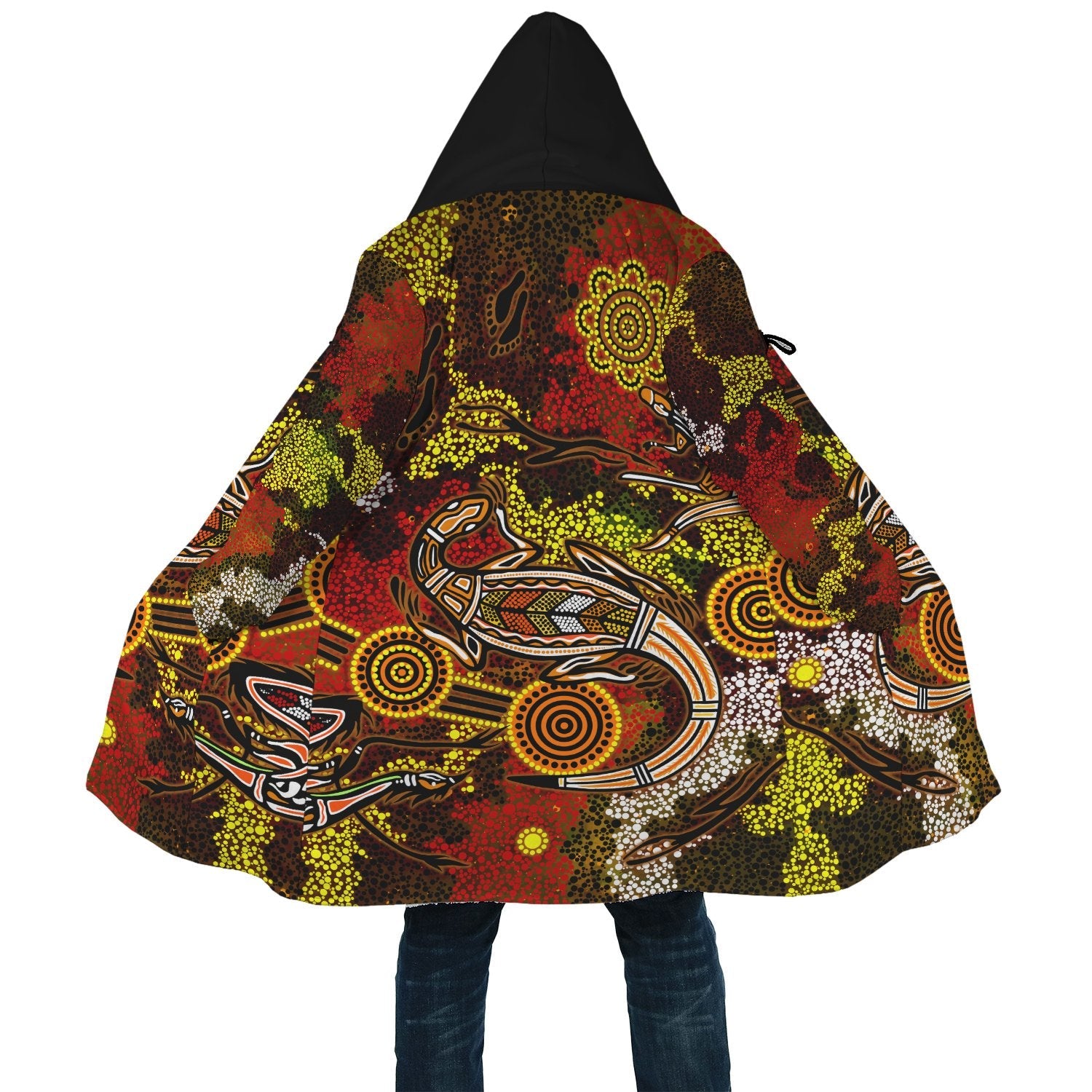 aboriginal-cloak-kangaroo-and-lizard-dot-painting-art