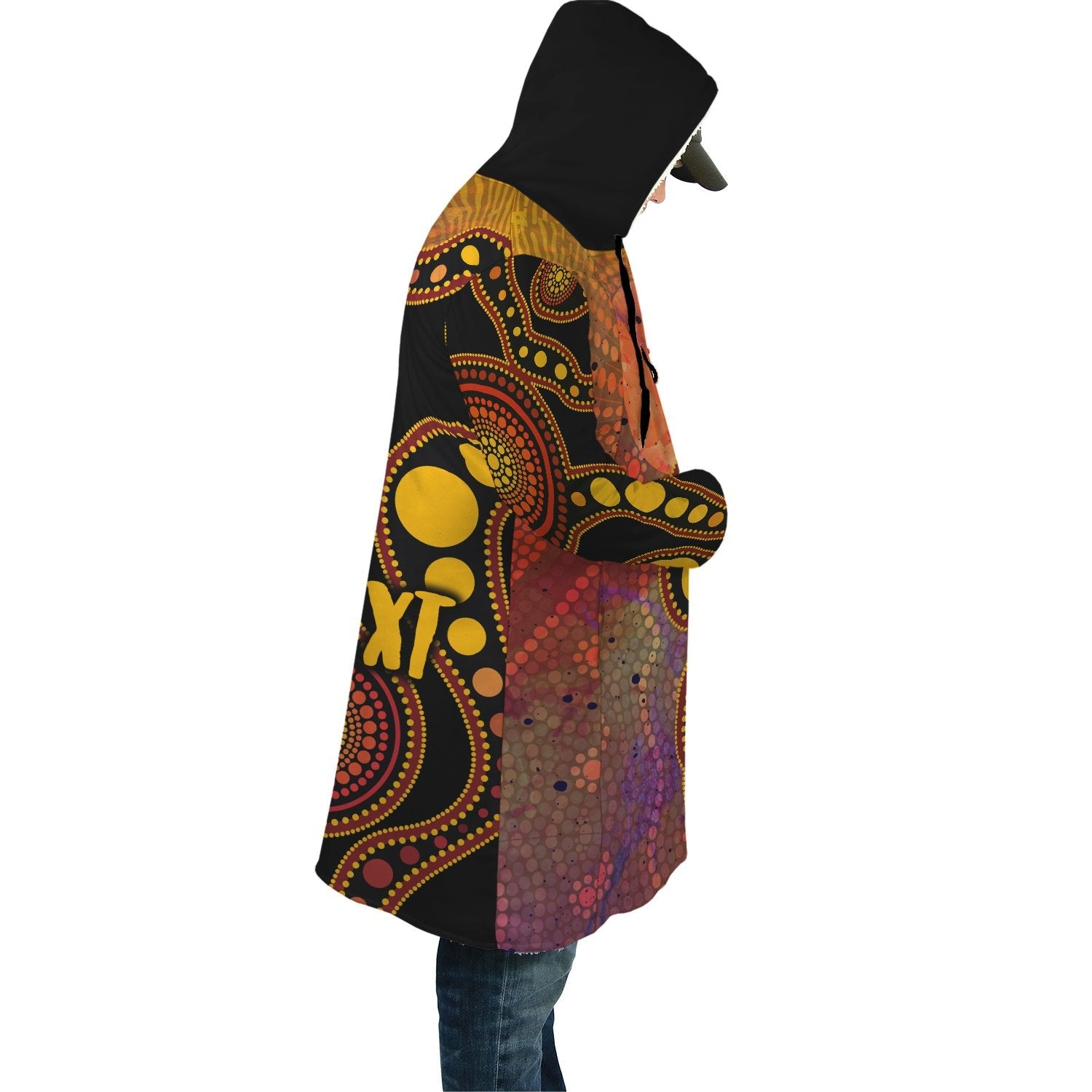 custom-text-aboriginal-cloaks-australia-indigenous-flag-circle-dot-painting-art-golden