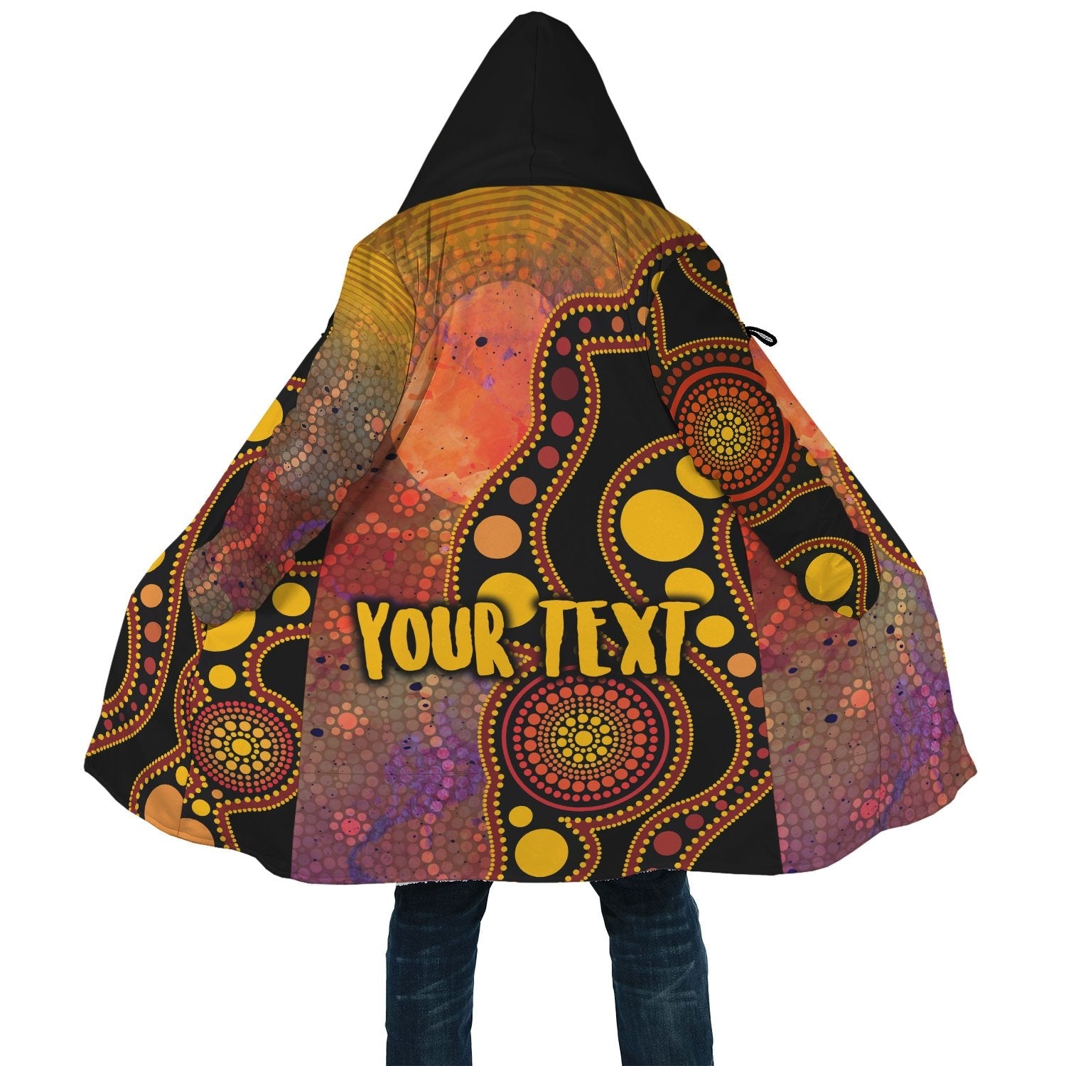 custom-text-aboriginal-cloaks-australia-indigenous-flag-circle-dot-painting-art-golden