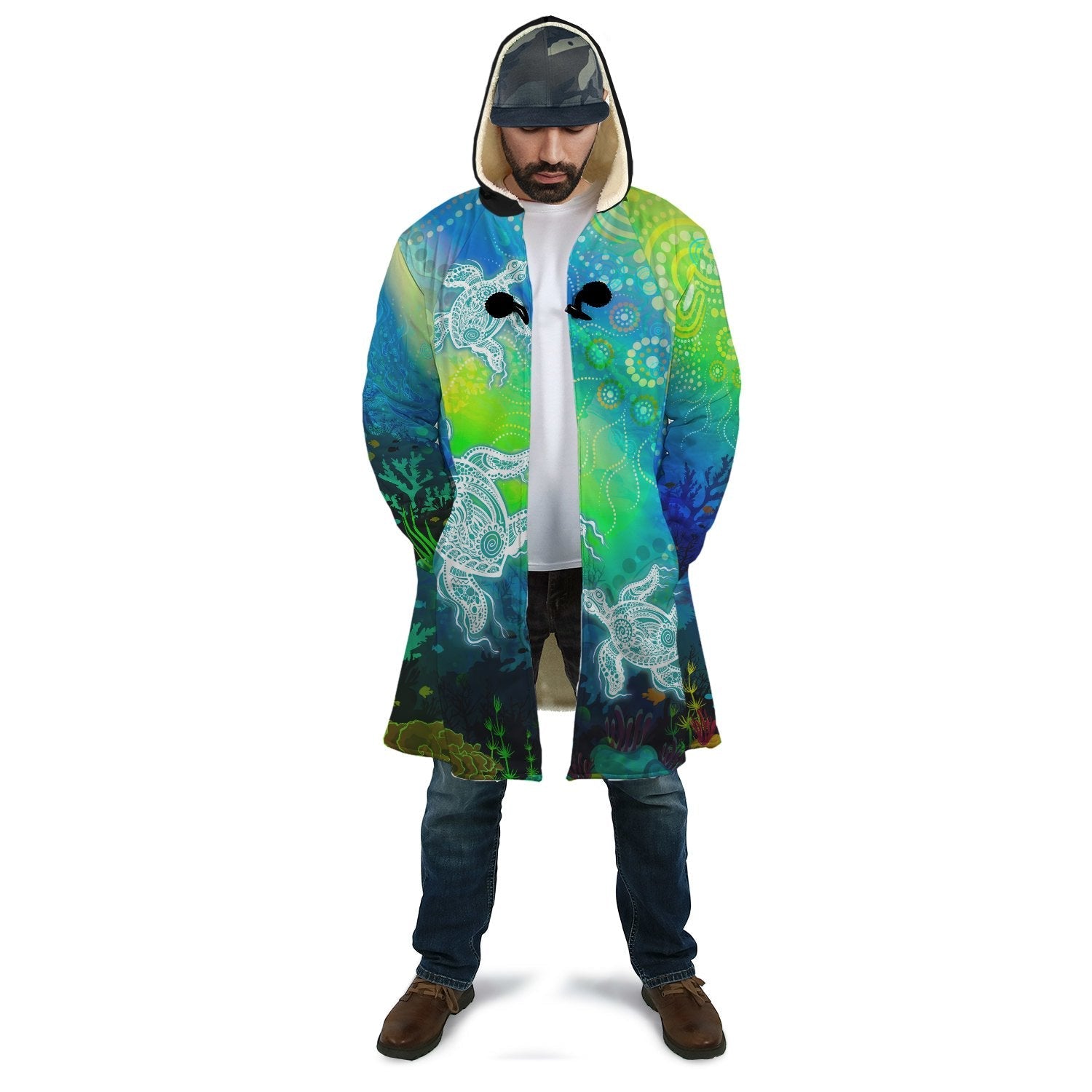 aboriginal-cloak-indigenous-turtle-ocean-dot-painting-art