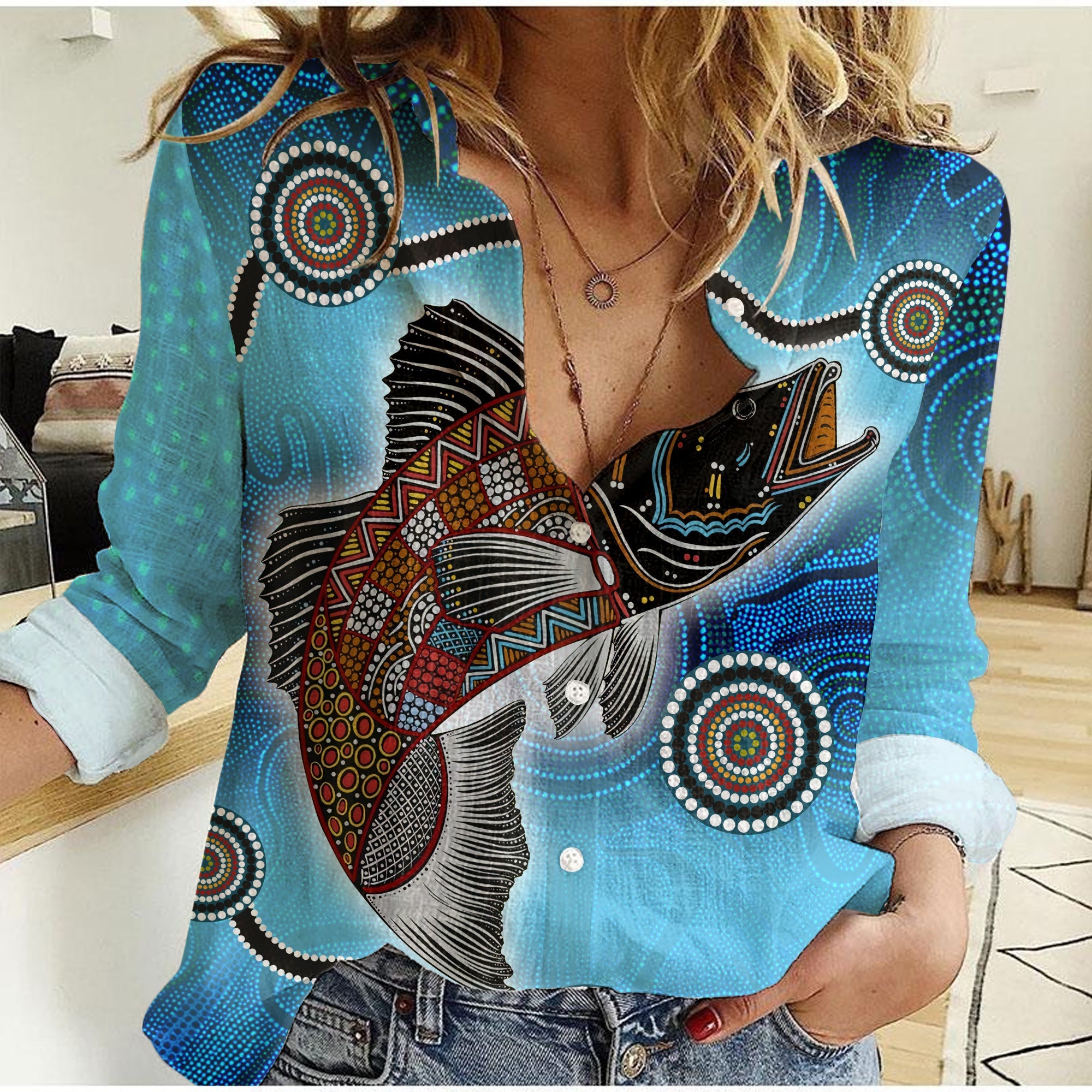 custom-personalised-women-casual-shirt-aboriginal-fishing