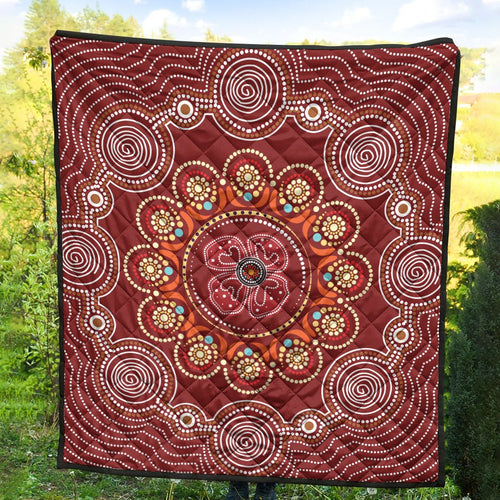 aboriginal-premium-quilt-aboriginal-dot-art-painting-with-red-poppy-flower