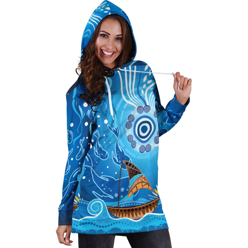 hoodie-dress-aboriginal-view-sea-with-fish-and-boat