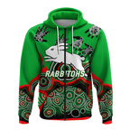 Rabbitohs Rugby Aboriginal Art Hoodie - LT12