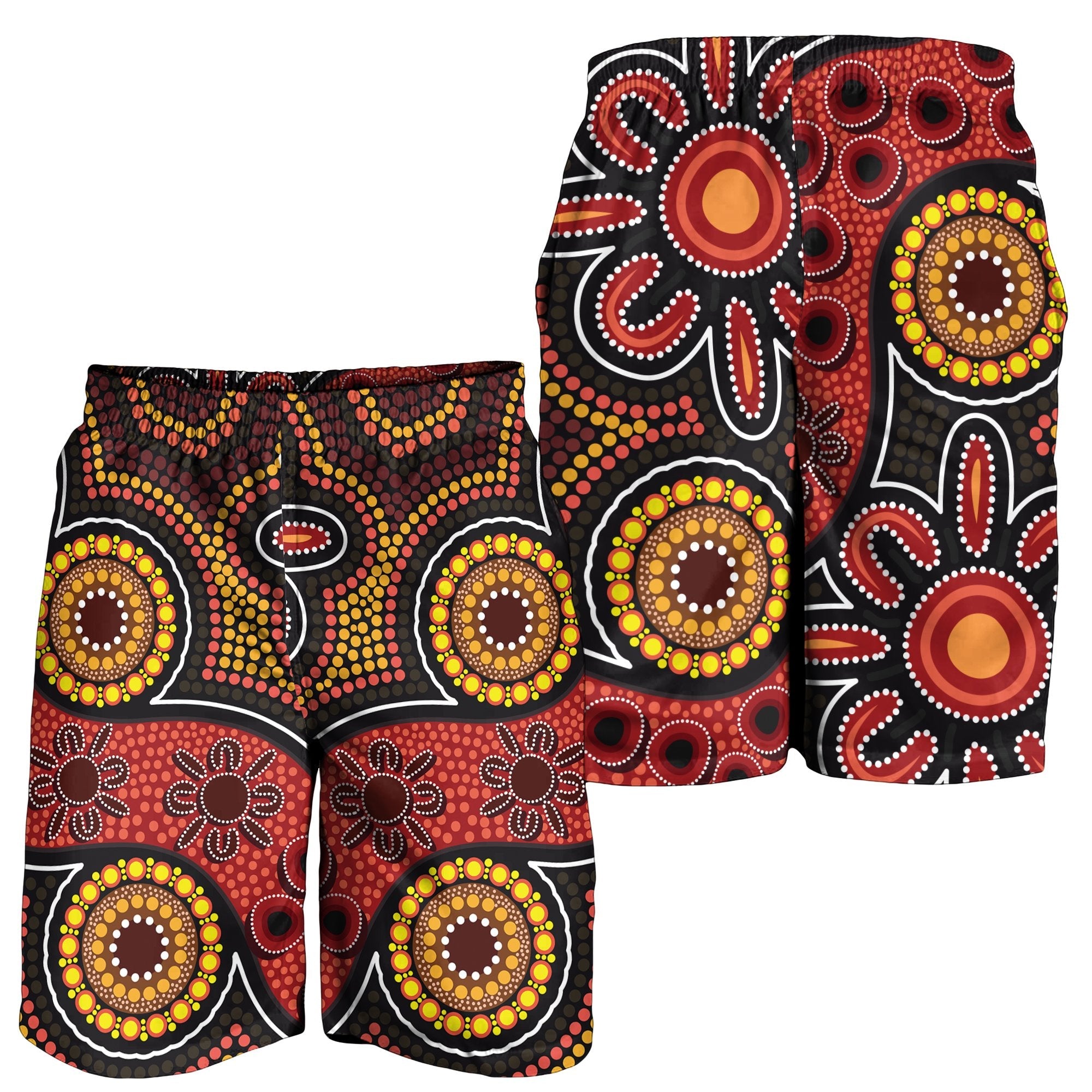 aboriginal-mens-shorts-indigenous-circle-dot-painting-style-1