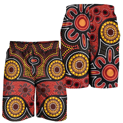aboriginal-mens-shorts-indigenous-circle-dot-painting-style-1