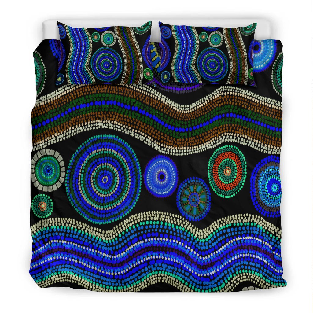 bedding-set-aboriginal-dot-unique-style-blue