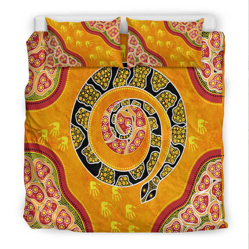 bedding-set-aboriginal-unique-style-snake-orange-color-2021