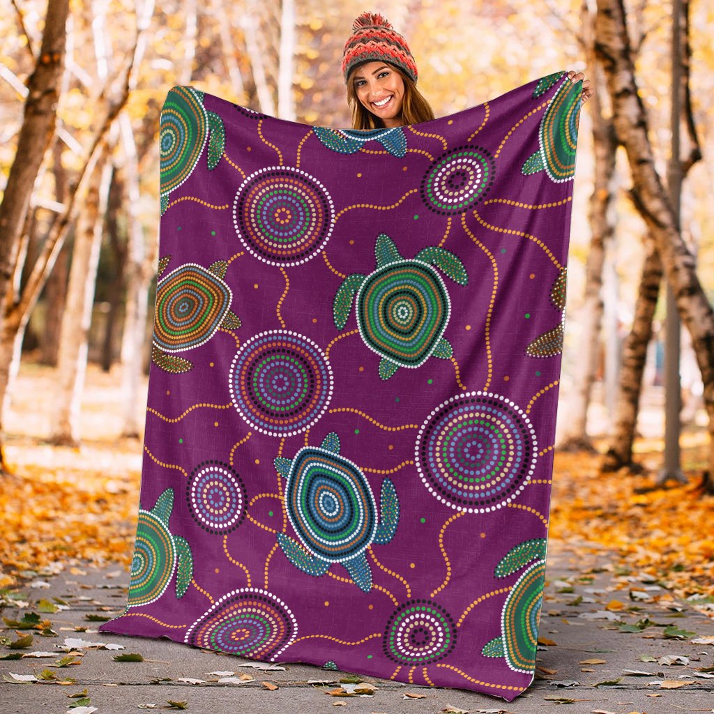 premium-blanket-aboriginal-turtle-purple-australia-dot-patterns