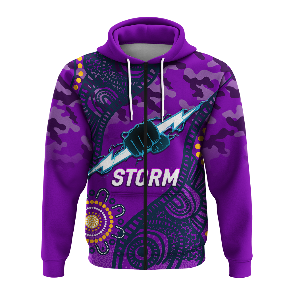 Storm Rugby ANZAC Day Camouflage Indigenous Art Hoodie - LT12