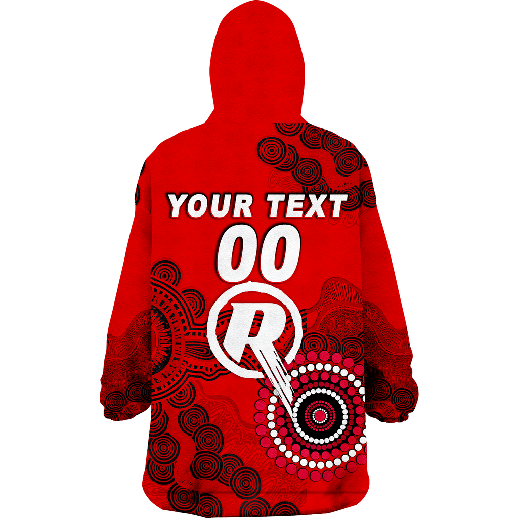 (Custom Personalised ) Melbourne Renegades Aboriginal Art Cricket 2022 Wearable Blanket Hoodie - LT12