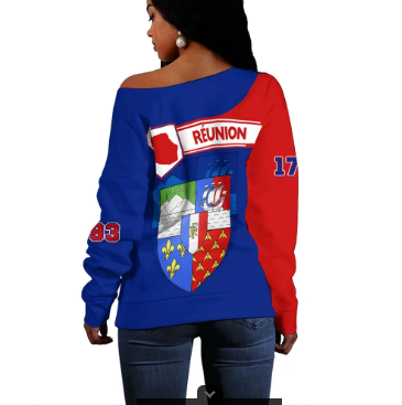 (Custom Text) Vibe Hoodie Africa Women's Off Shoulder Sweater - Reunion - AF01