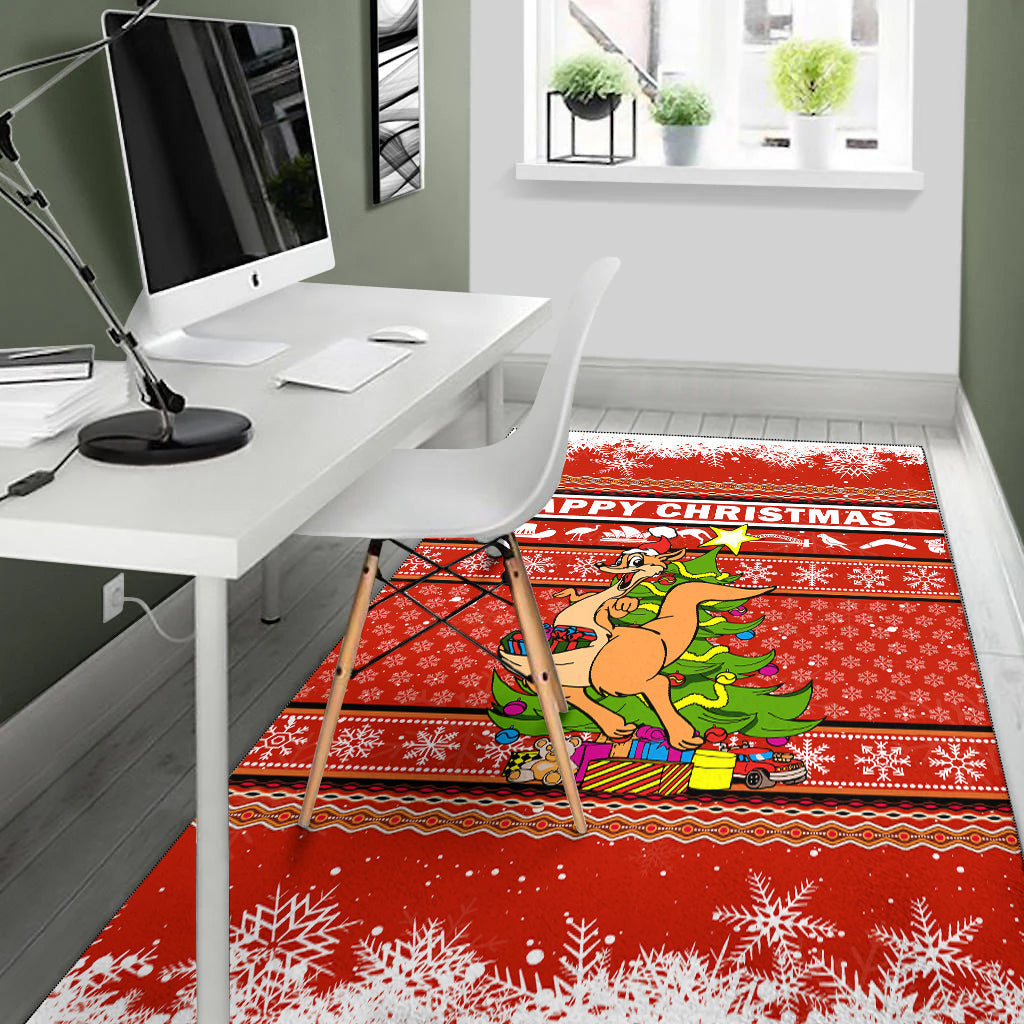 Australia Christmas Kangaroo Aboriginal Pattern Area Rug - LT2