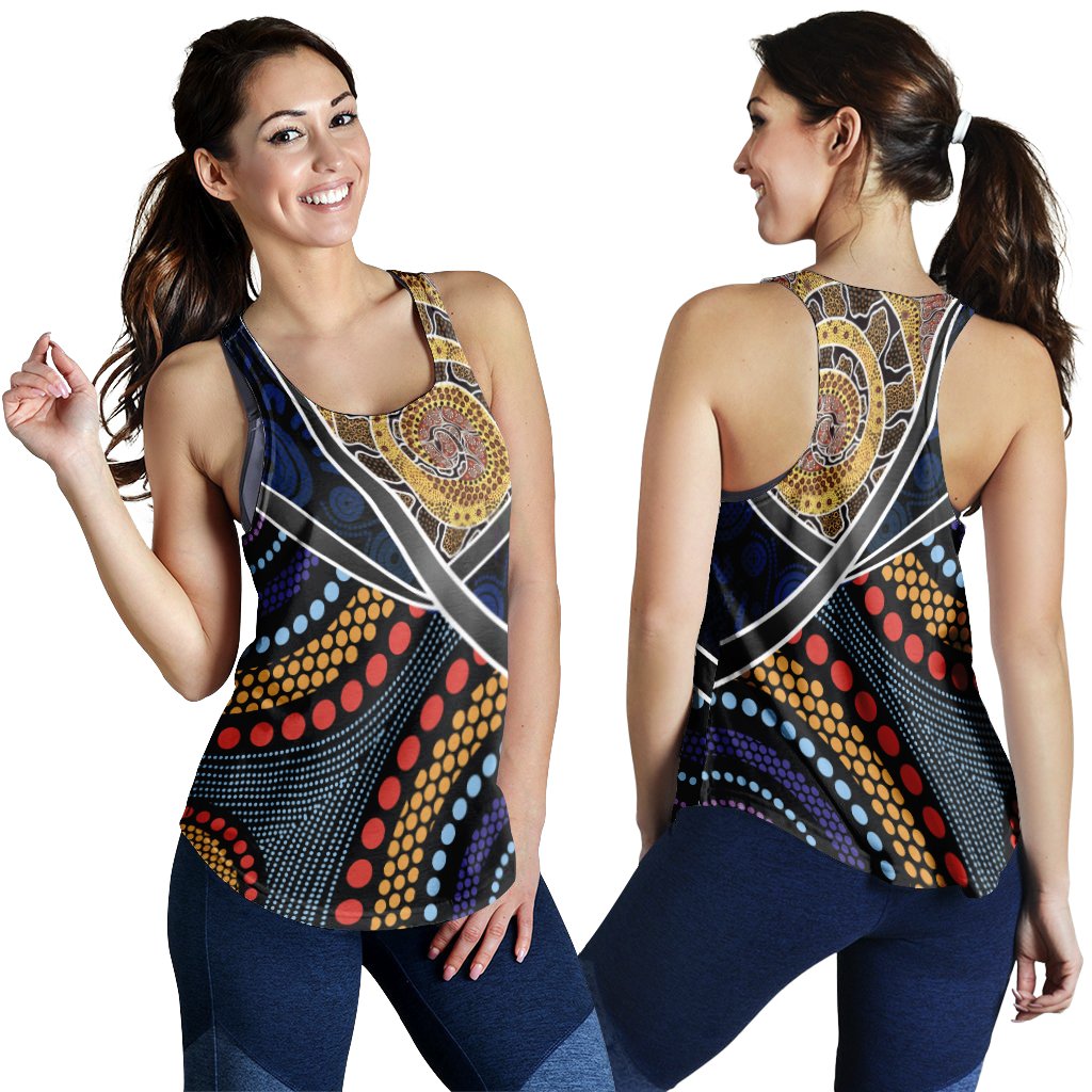 Women Racerback Tank-  Aboriginal Dot Panting Art With Snake - Vibe Hoodie