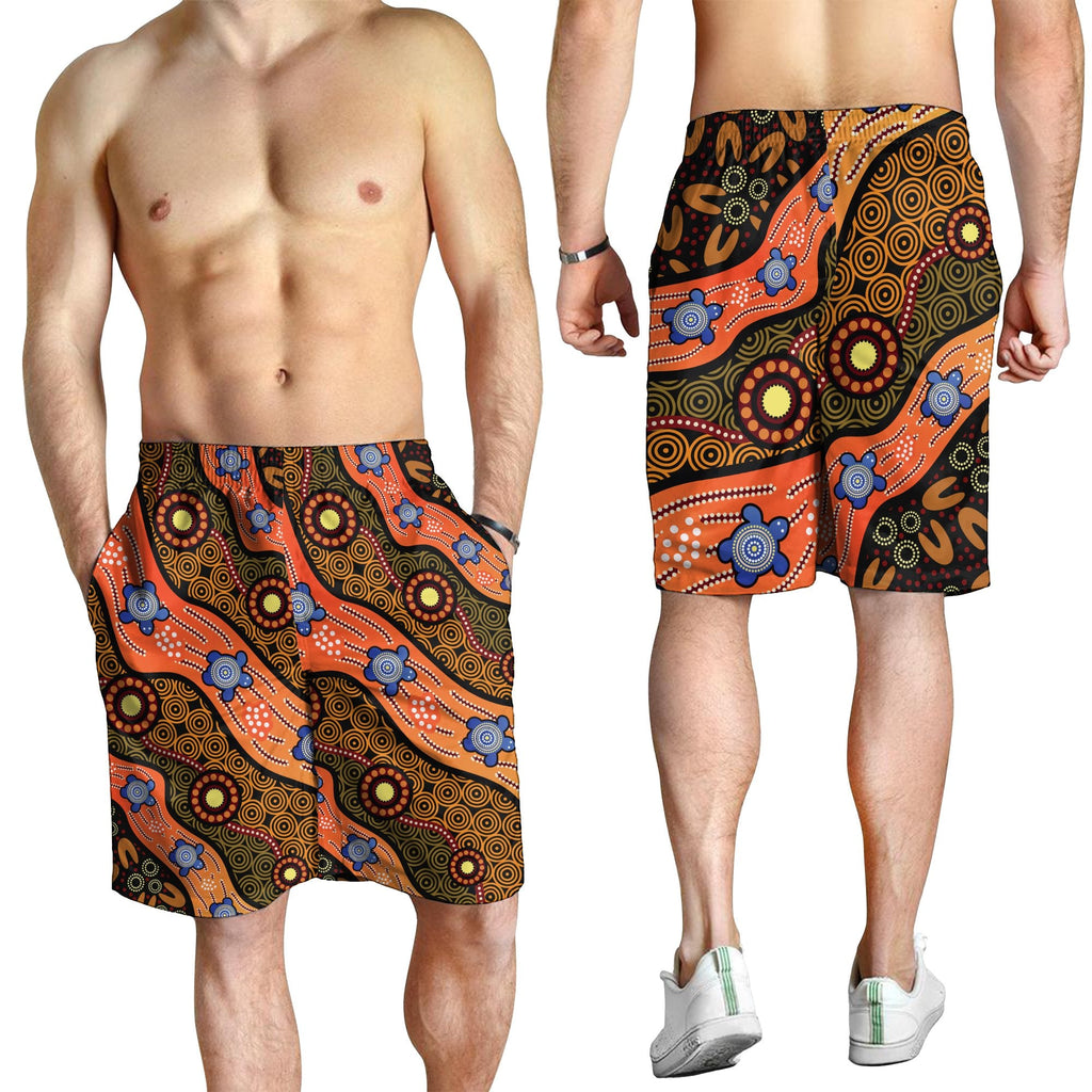 men-short-aboriginal-dot-unique-style-turtle