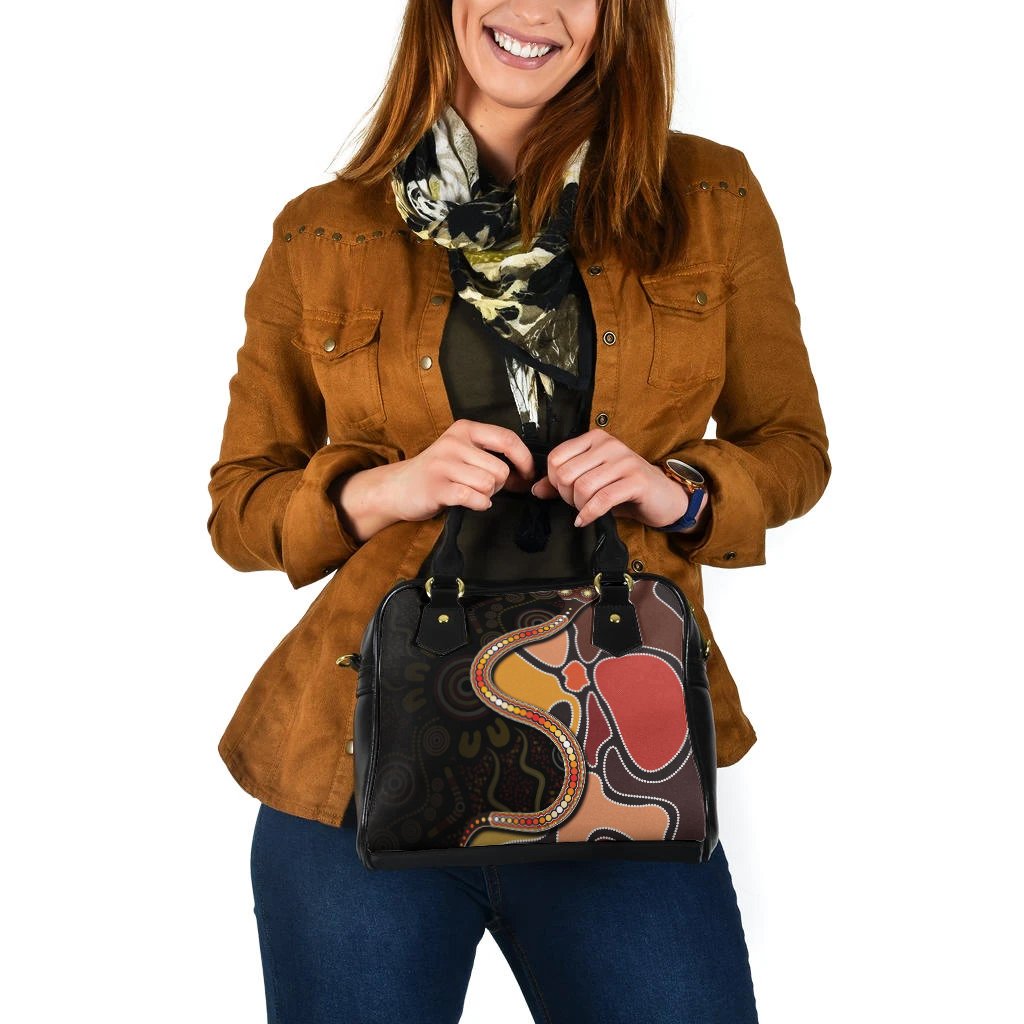 Shoulder Handbag - Aboriginal Snake With Dot Painting - Vibe Hoodie
