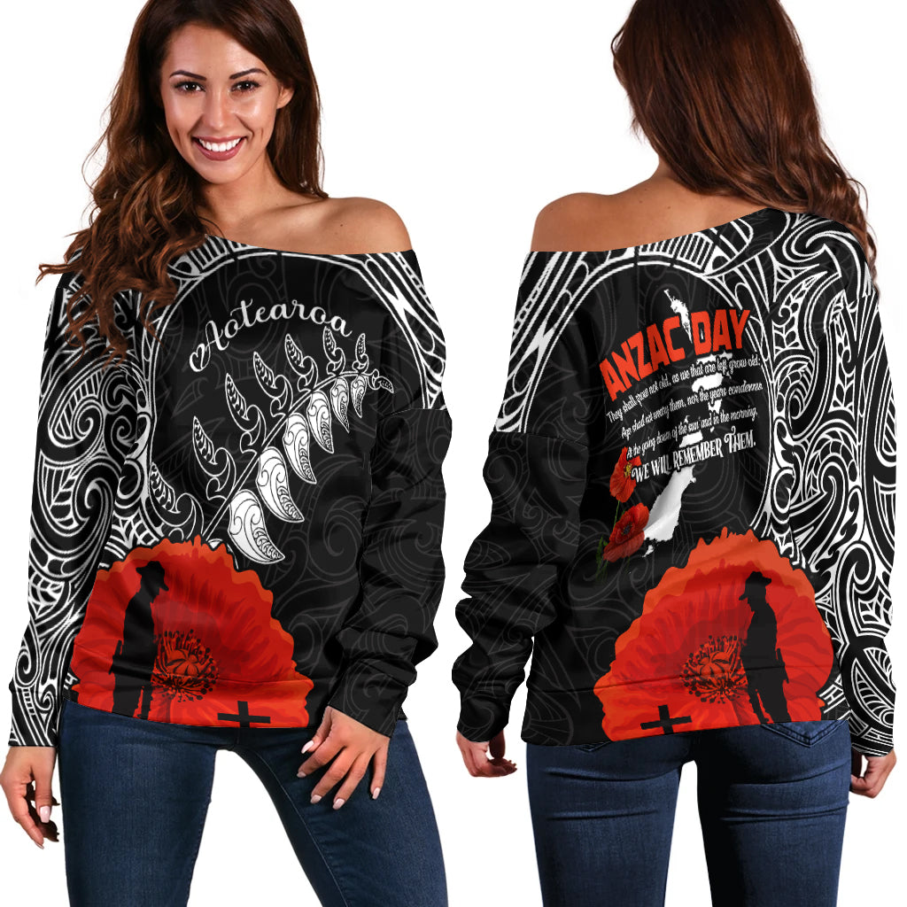 New Zealand Anzac 2022 Women Off Shoulder Maori Mix Fern Poppy LT13