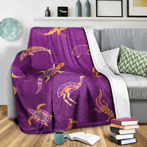 aboriginal-art-premium-blanket-animals-australia-version-purple