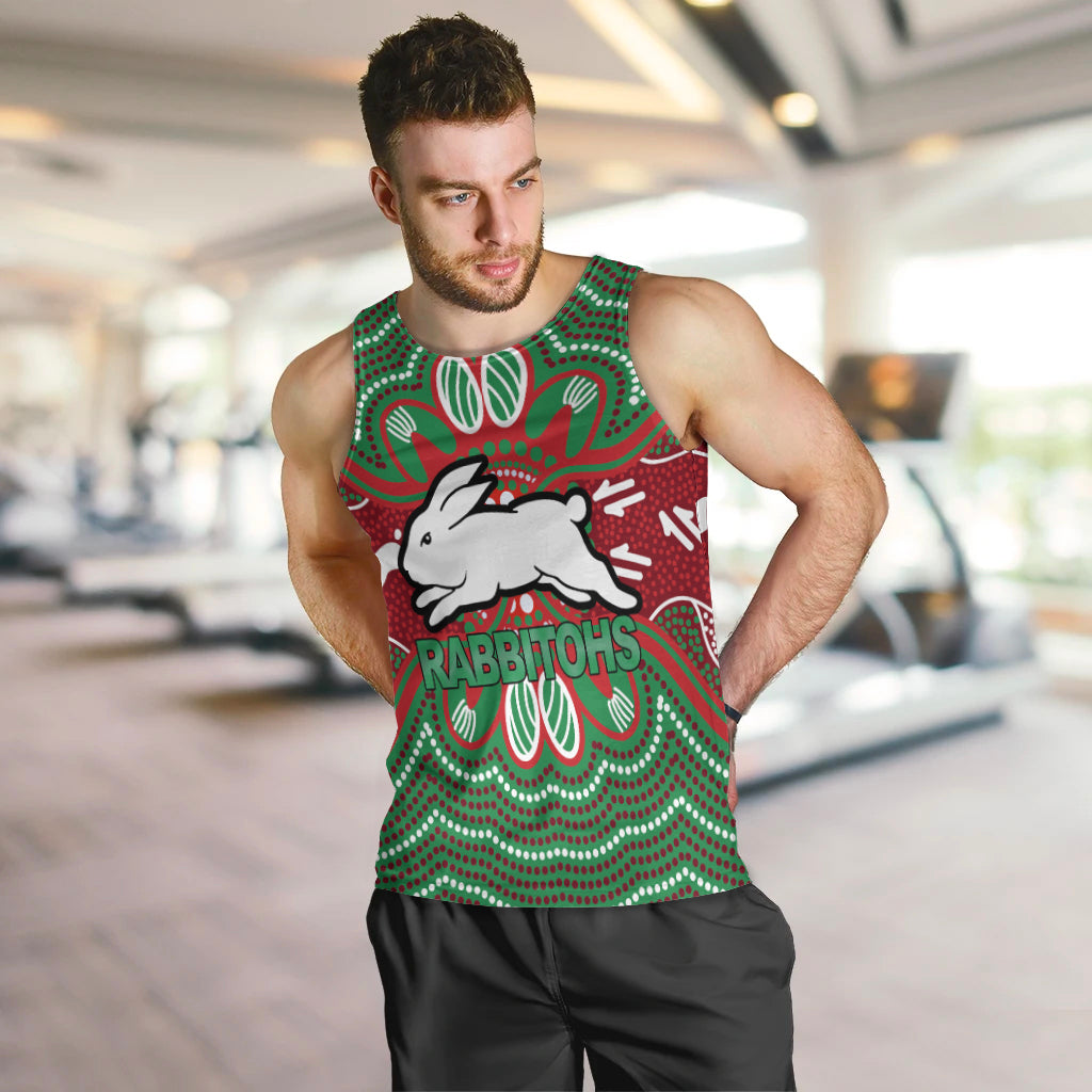 custom-personalised-rabbitohs-men-tank-top-aboriginal-dot-painting