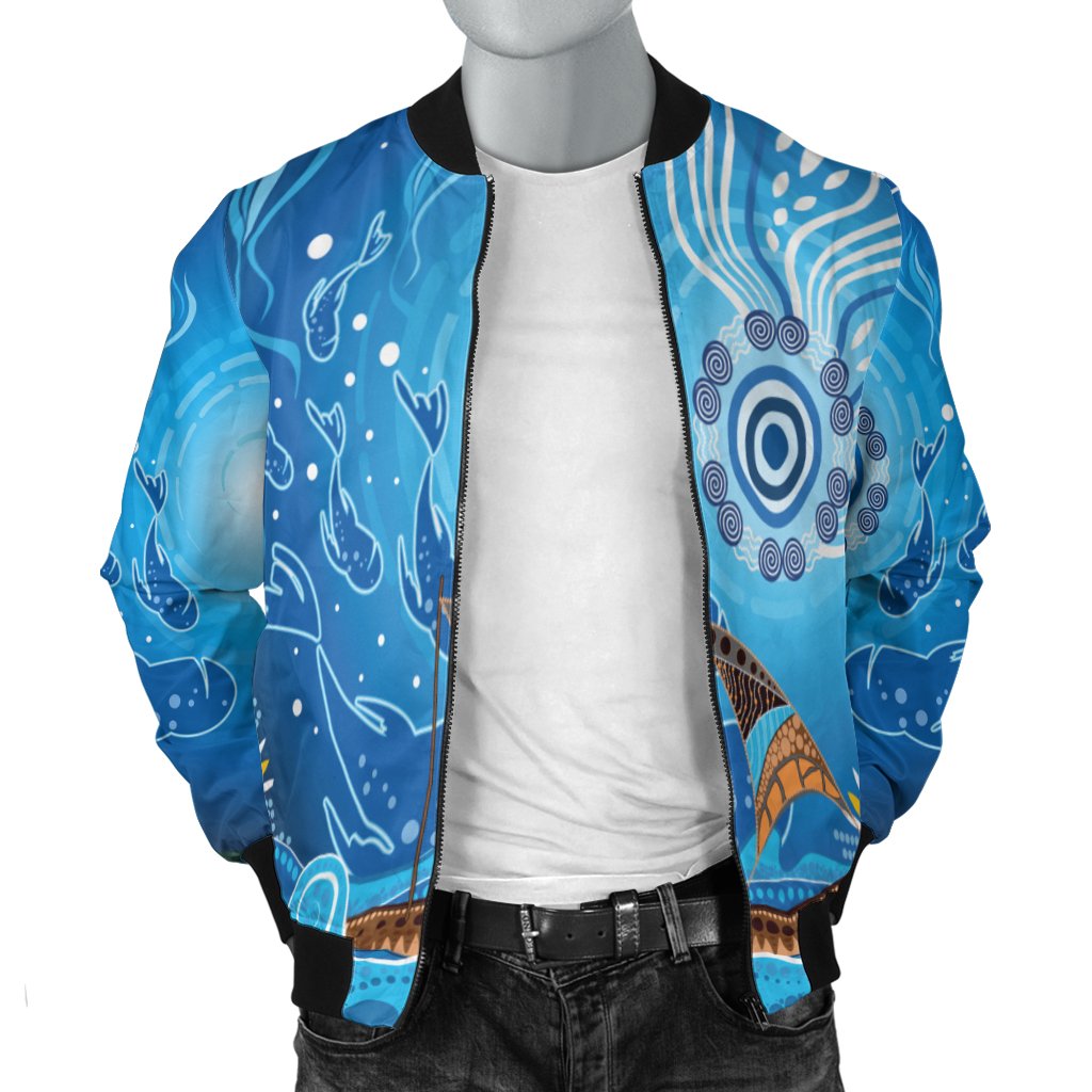 bomber-jacket-aboriginal-view-sea-with-fish-and-boat