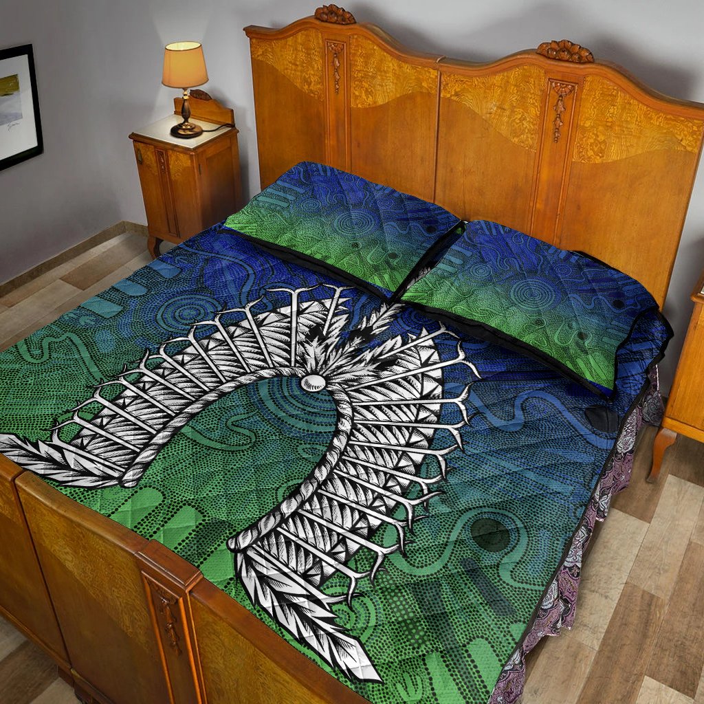 Torres Strait Islander Quilt Bed Set - Dhari Mask - Vibe Hoodie