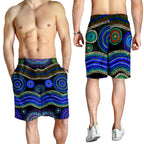 men-short-aboriginal-dot-unique-style-blue