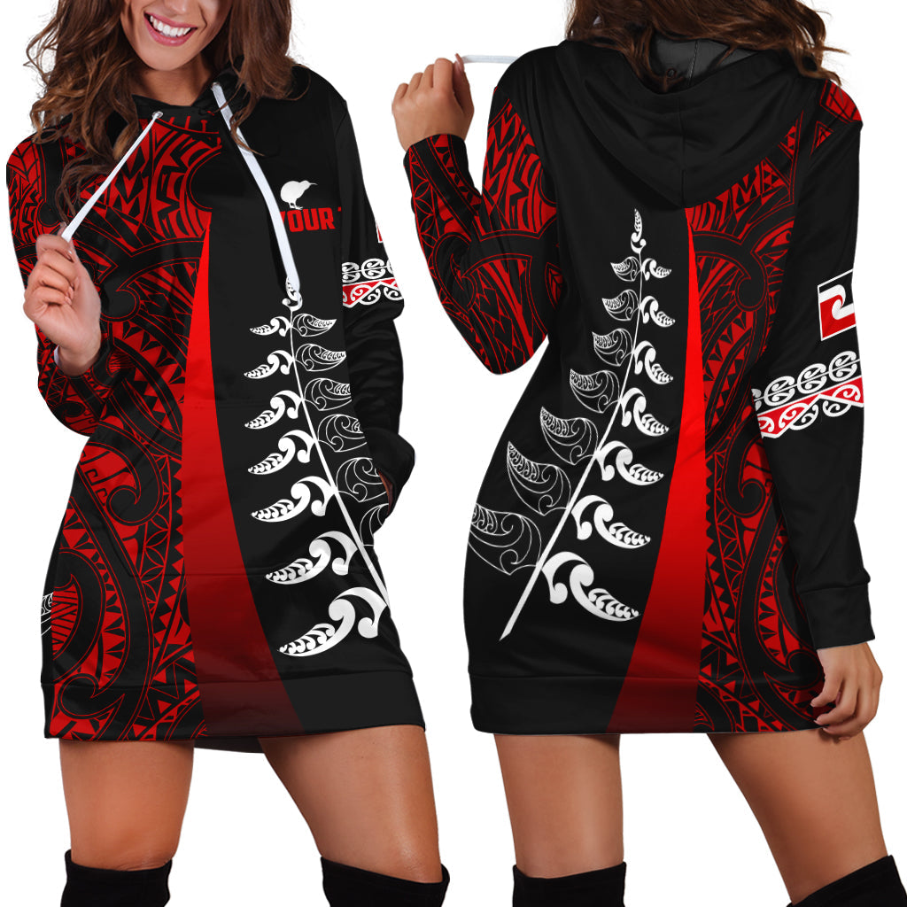 custom-personalised-waitangi-day-hoodie-dress-maori-mix-fern-style-red
