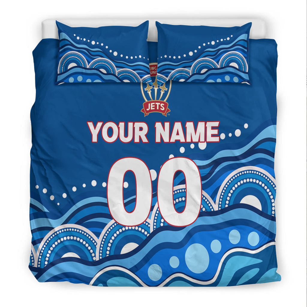 custom-personalised-newcastle-jets-bedding-set-indigenous-dot-painting-art