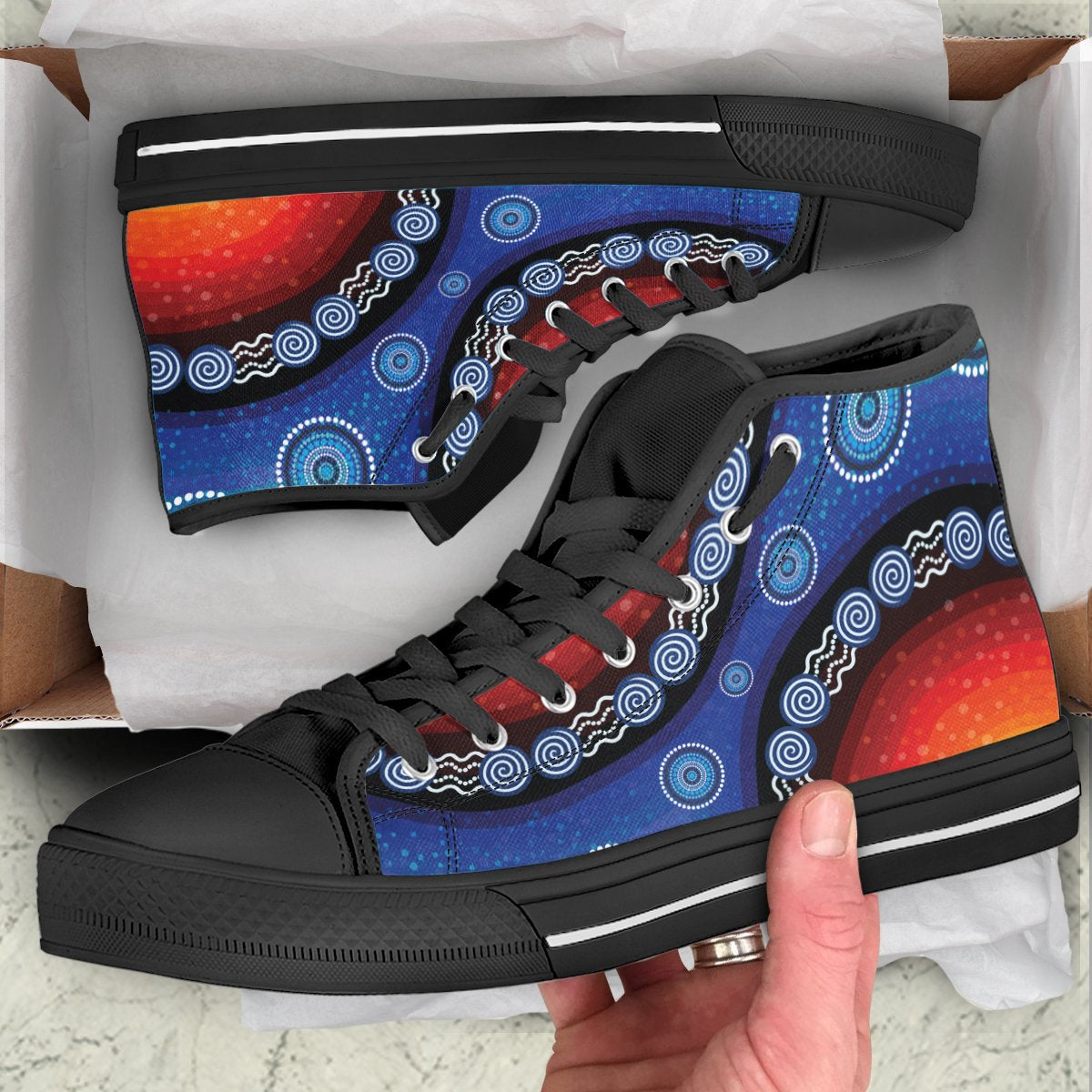 high-top-aboriginal-color-dot-painting
