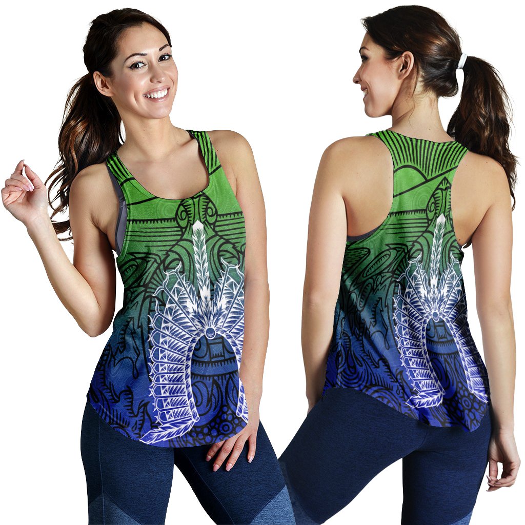 Torres Strait Islanders Women's Racerback Tank - Turtle and Dhari Mask - Vibe Hoodie