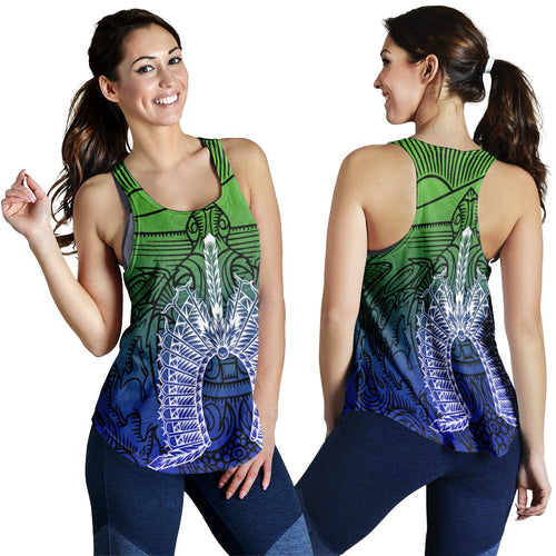 Torres Strait Islanders Women's Racerback Tank - Turtle and Dhari Mask - Vibe Hoodie