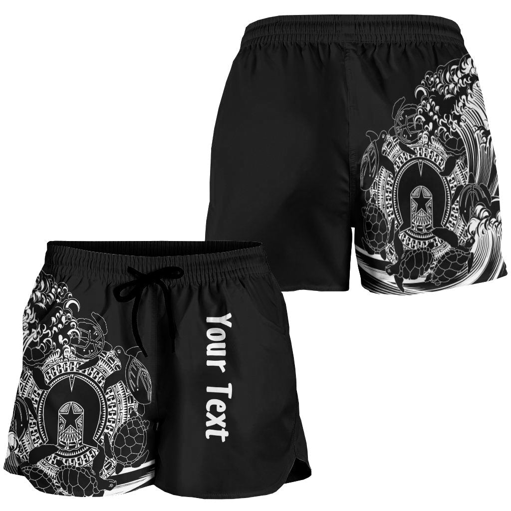 [Custom]Aboriginal Women's Short, Torres Strait Islands in Wave (Black) - Vibe Hoodie