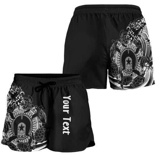 [Custom]Aboriginal Women's Short, Torres Strait Islands in Wave (Black) - Vibe Hoodie