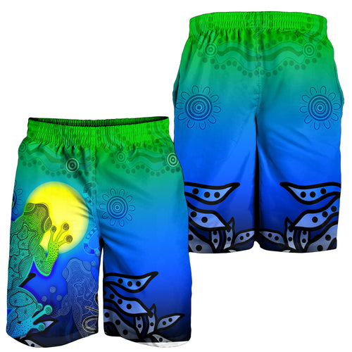aboriginal-mens-shorts-indigenous-frog-blue
