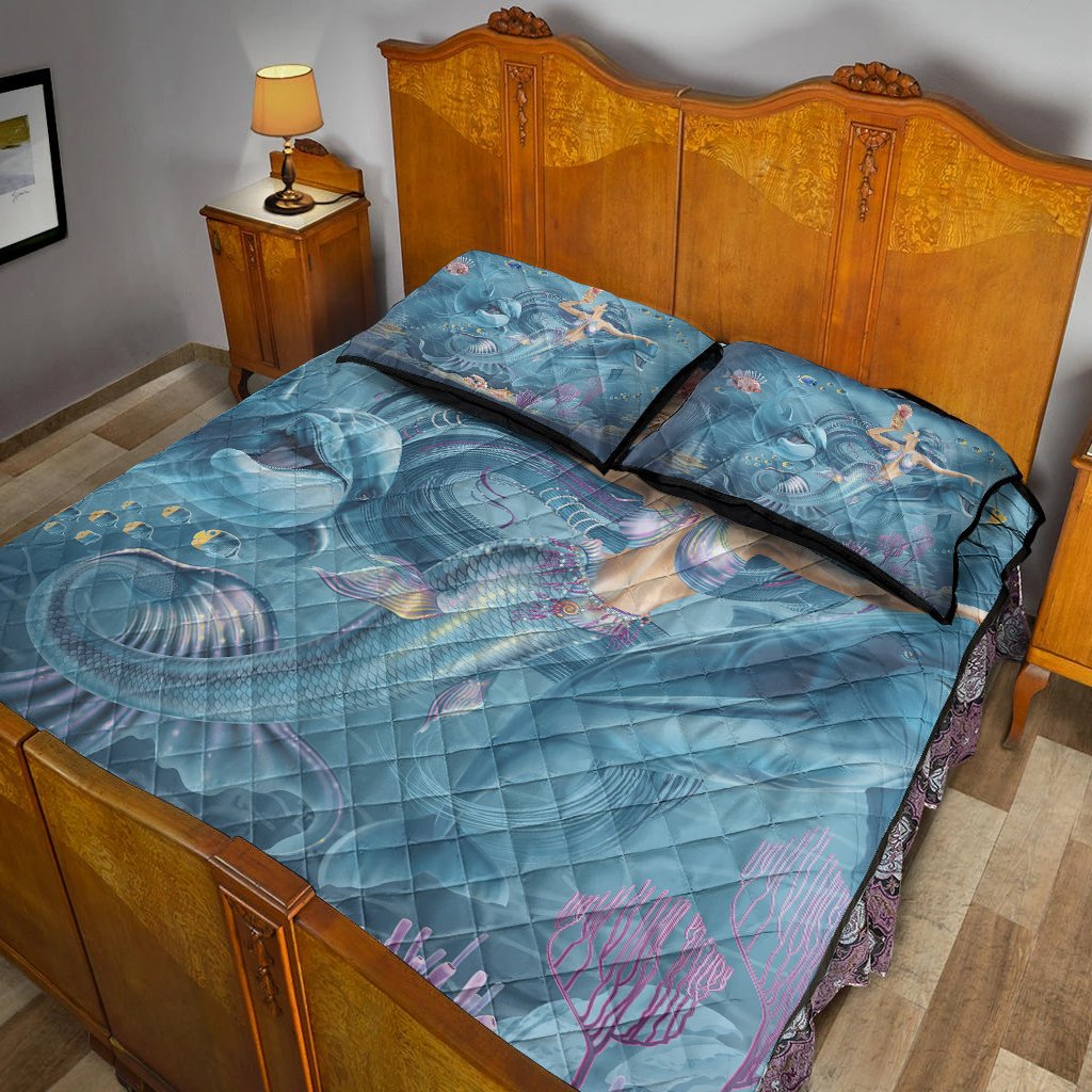 quilt-bed-set-australia-beautiful-mermaid-with-dolphin