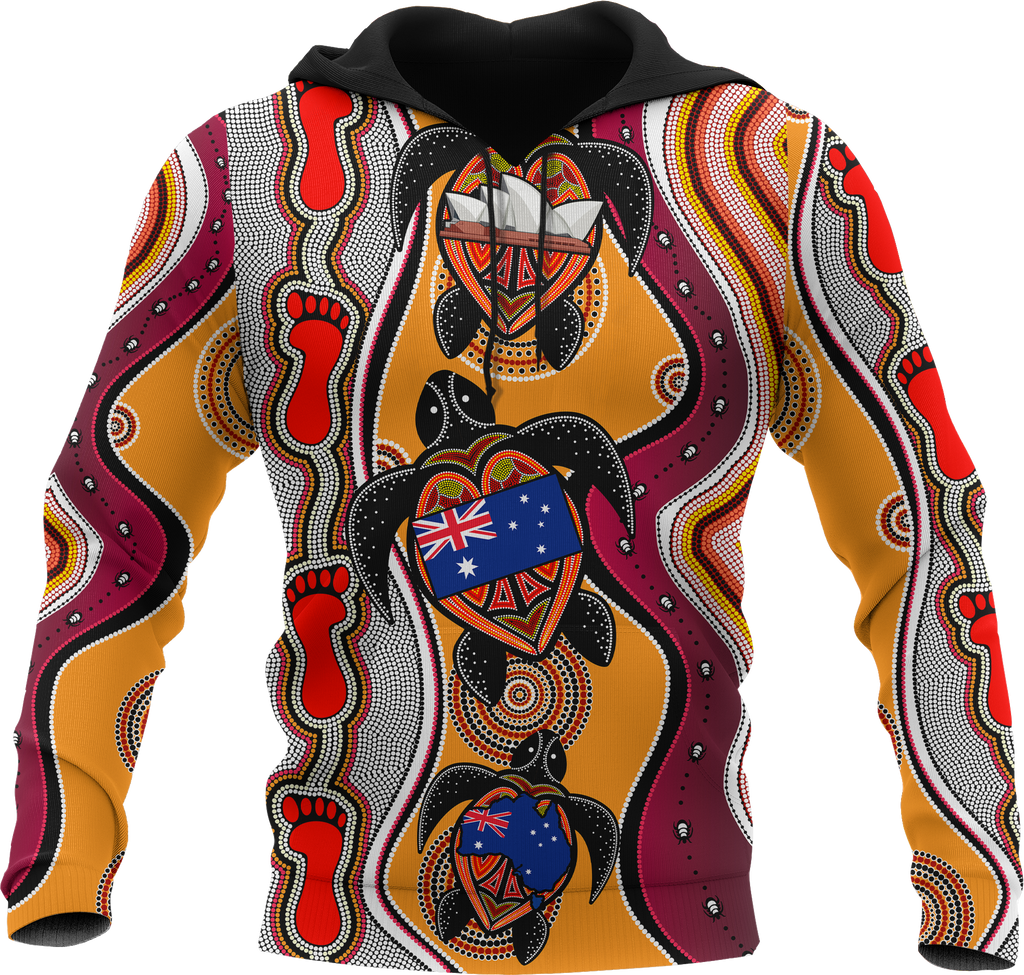 aboriginal-hoodie-turtle-patterns-aus-flag-footprint-dot-painting