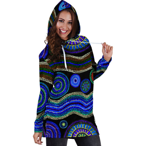 hoodie-dress-aboriginal-dot-unique-style-blue