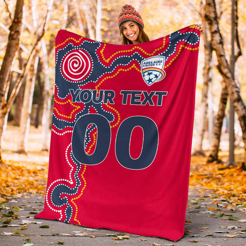 custom-personalised-adelaide-united-blanket-indigenous-dot-painting-art