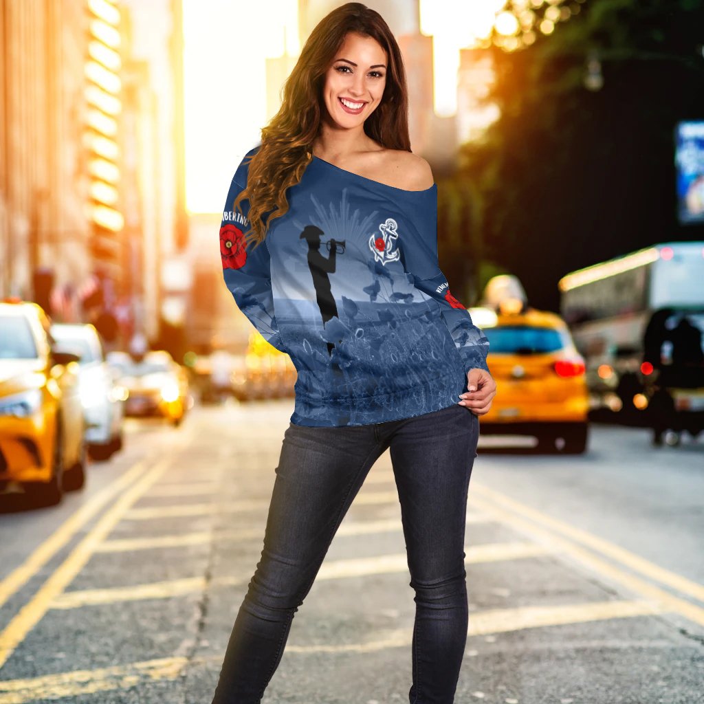 Australia Navy Anzac Women's Off Shoulder - Remembering Our Heroes - Vibe Hoodie